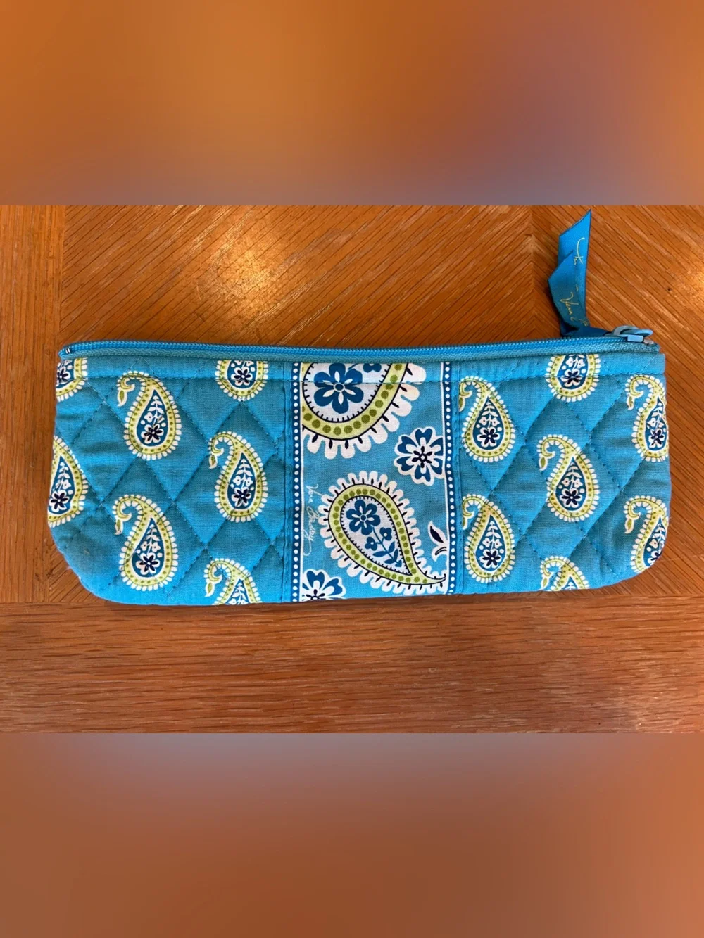 Vera Bradley Teal Ribbon Zipper Pouch